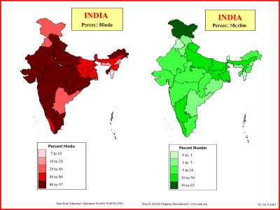 Percent Hindu and Muslim