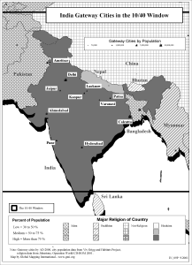 India Gateway Cities in The 10/40 Window (BW) - Click Image to Close