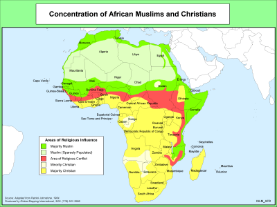 Concentration of African Muslims and Christians