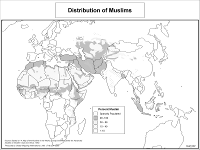 Distribution of Muslims (BW) - Click Image to Close