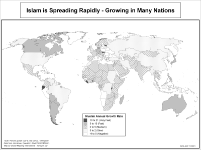 Islam Spreading Rapidly - Growing in Many Nations (BW)