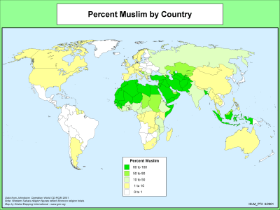 Percent Muslim by Country - Click Image to Close