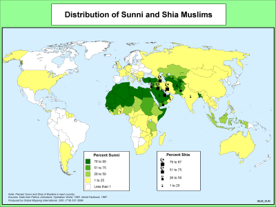 Distribution of Sunni and Shia Muslims