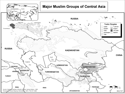 Major Muslim Groups of Central Asia (BW)