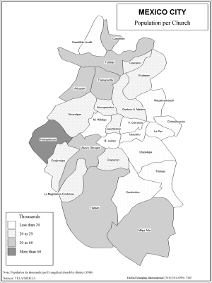 Mexico City - Population per Church (BW)