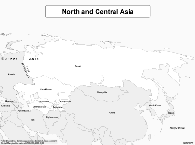 North and Central Asia (BW) - Click Image to Close