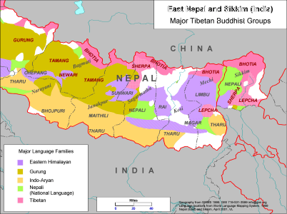 East Nepal and Sikkim (India) - Major Tibetan Buddhist Groups - Click Image to Close