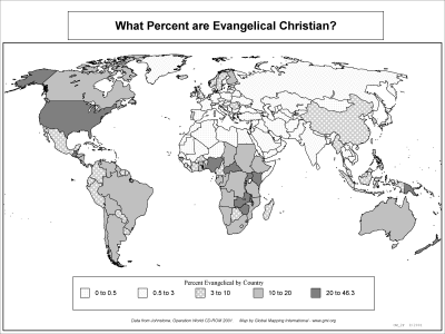 What Percent are Evangelical Christian? (BW) - Click Image to Close