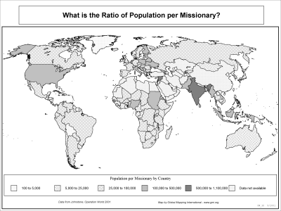 What is the Ratio of Population per Mission? (BW)