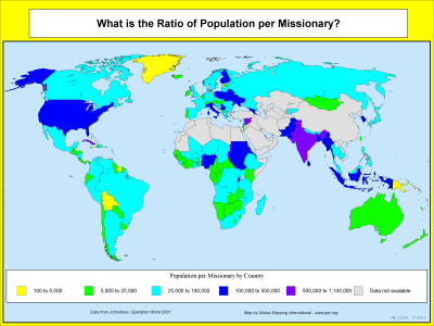 What is the Ratio of Population per Missionary?