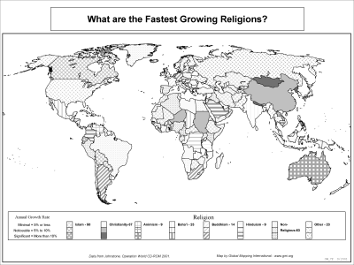 What are the Fastest Growing Religions? (BW) - Click Image to Close