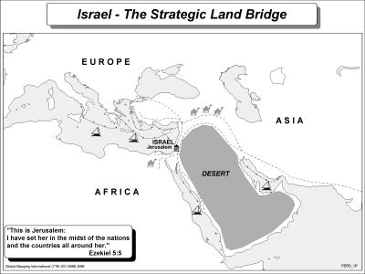 Israel -- The Strategic Land Bridge (BW) - Click Image to Close