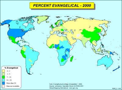 Percent Evangelical - 2000 - Click Image to Close