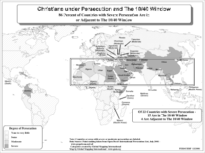 Christians under Persecution and The 10/40 Window (BW) - Click Image to Close