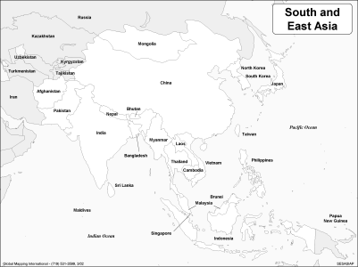 South and East Asia (BW) - Click Image to Close