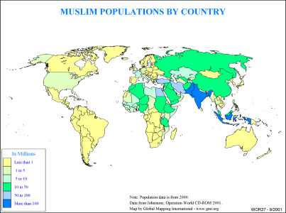 Muslim Populations by Country - Click Image to Close