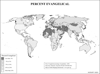 Percent Evangelical (BW) - Click Image to Close